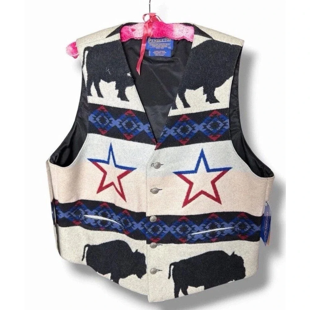 Vintage Pendleton Vest XL NWT Buffalo Stars High Grade Western Wear Blanket Wool
